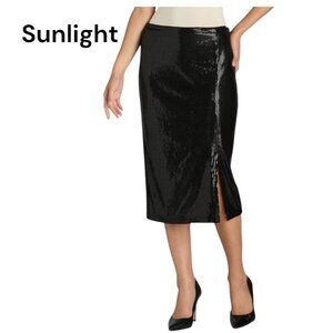 Time and Tru Womens SZ M Sequined Pencil Skirt Black Mid-Rise Knee-Length